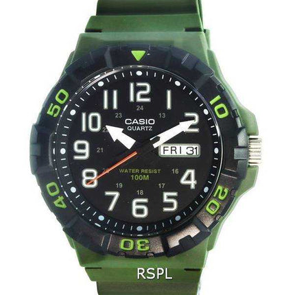 Orologio da uomo Casio analogico verde militare con cinturino in resina al quarzo MRW-210H-3A MRW210H-3 100M da uomo
