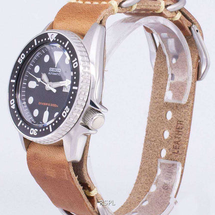 Orologio da uomo Seiko Automatic SKX013K1-MS10 Diver's 200M marrone cinturino in pelle da uomo