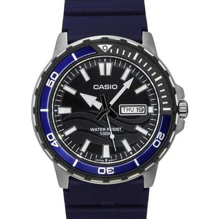 Orologio da uomo Casio standard analogico con cinturino in resina quadrante nero al quarzo MTD-125-2A 100M
