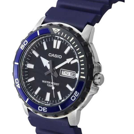 Orologio da uomo Casio standard analogico con cinturino in resina quadrante nero al quarzo MTD-125-2A 100M