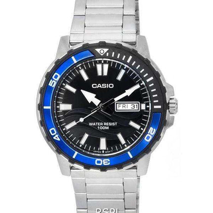 Orologio da uomo Casio Enticer standard analogico quadrante nero al quarzo MTD-125D-1A2 MTD125D-1A2 100M