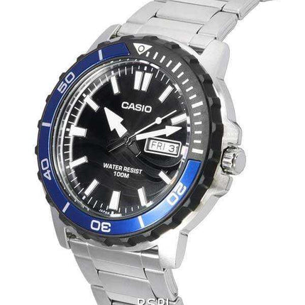 Orologio da uomo Casio Enticer standard analogico quadrante nero al quarzo MTD-125D-1A2 MTD125D-1A2 100M