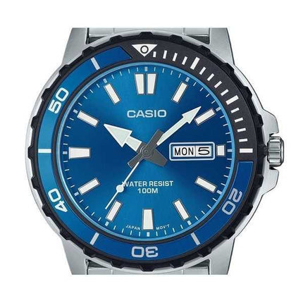 Orologio da uomo Casio Standard Analogico Acciaio inossidabile Quadrante blu Quarzo MTD-125D-2A1V 100M