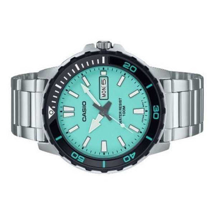 Orologio da uomo Casio analogico standard in acciaio inossidabile quadrante turchese al quarzo MTD-125D-2A2V 100M
