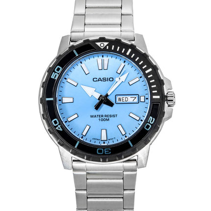 Orologio da uomo Casio Standard Analogico in acciaio inossidabile con quadrante blu acqua e quarzo MTD-125D-2A3V 100M