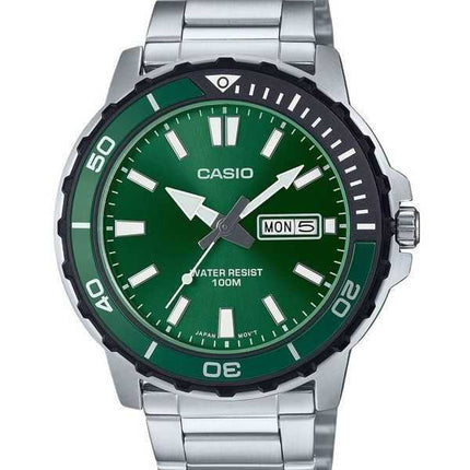 Orologio da uomo Casio Standard Analogico Acciaio Inossidabile Quadrante Verde Quarzo MTD-125D-3AV 100M