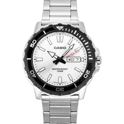 Orologio da uomo Casio Standard Analogico in acciaio inossidabile con quadrante argentato al quarzo MTD-125D-7AV 100M