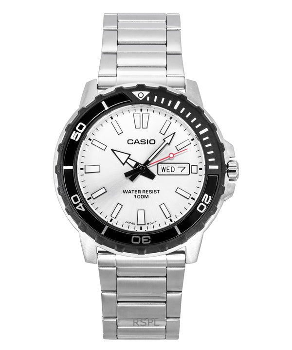 Orologio da uomo Casio Standard Analogico in acciaio inossidabile con quadrante argentato al quarzo MTD-125D-7AV 100M