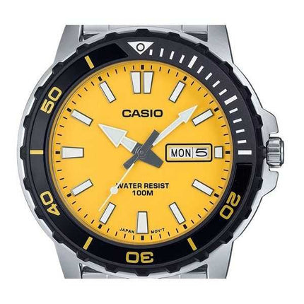 Orologio da uomo Casio analogico standard in acciaio inossidabile quadrante giallo al quarzo MTD-125D-9AV 100M