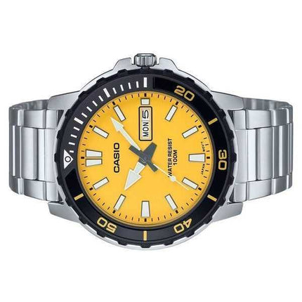 Orologio da uomo Casio analogico standard in acciaio inossidabile quadrante giallo al quarzo MTD-125D-9AV 100M