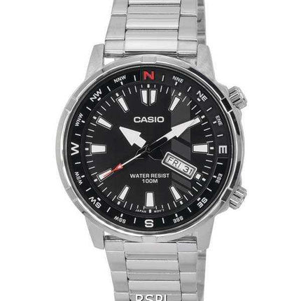 Orologio da uomo Casio Enticer standard analogico in acciaio inossidabile al quarzo MTD-130D-1A MTD130D-1 100M
