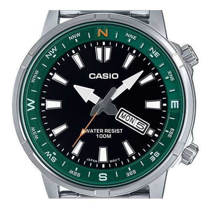 Orologio da uomo Casio analogico standard in acciaio inossidabile quadrante nero al quarzo MTD-130D-1A3V 100M