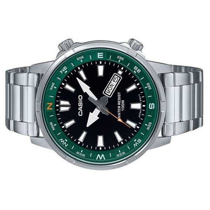 Orologio da uomo Casio analogico standard in acciaio inossidabile quadrante nero al quarzo MTD-130D-1A3V 100M