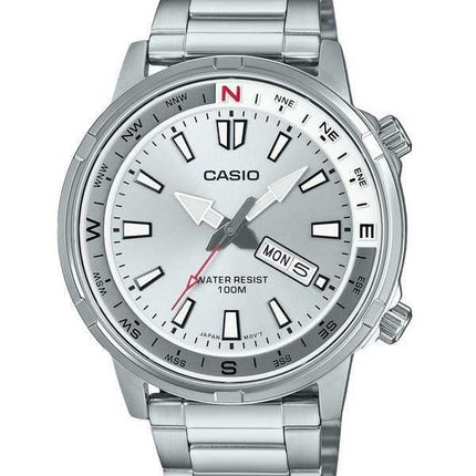Orologio da uomo Casio Standard Analogico Acciaio inossidabile Quadrante argento Quarzo MTD-130D-7AV 100M