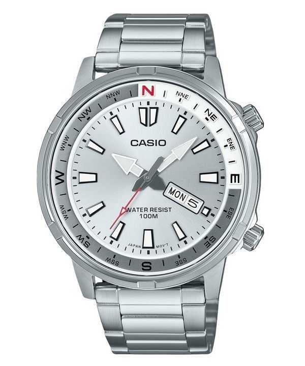 Orologio da uomo Casio Standard Analogico Acciaio inossidabile Quadrante argento Quarzo MTD-130D-7AV 100M