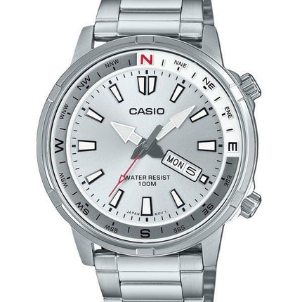 Orologio da uomo Casio Standard Analogico in acciaio inossidabile con quadrante argentato al quarzo MTD-130D-7AV 100M ricondizionato