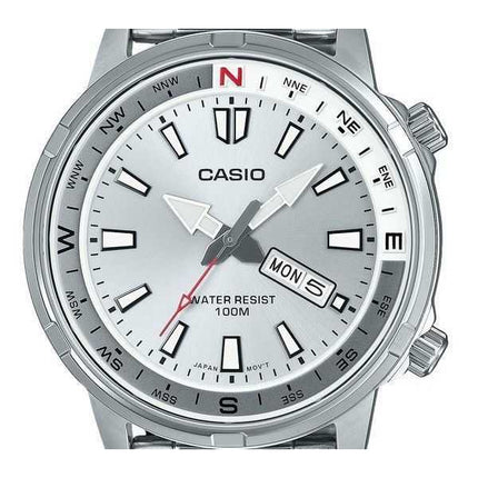 Orologio da uomo Casio Standard Analogico Acciaio inossidabile Quadrante argento Quarzo MTD-130D-7AV 100M