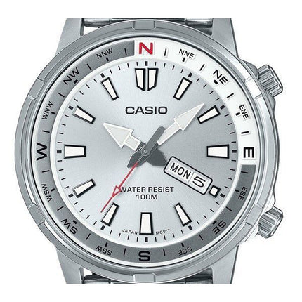 Orologio da uomo Casio Standard Analogico in acciaio inossidabile con quadrante argentato al quarzo MTD-130D-7AV 100M ricondizionato