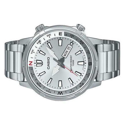 Orologio da uomo Casio Standard Analogico Acciaio inossidabile Quadrante argento Quarzo MTD-130D-7AV 100M