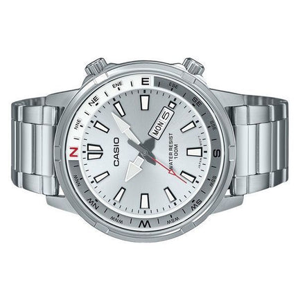 Orologio da uomo Casio Standard Analogico in acciaio inossidabile con quadrante argentato al quarzo MTD-130D-7AV 100M ricondizionato