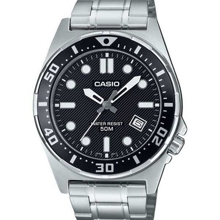 Orologio da uomo Casio Standard Analogico in acciaio inossidabile con quadrante nero al quarzo MTD-135D-1AV