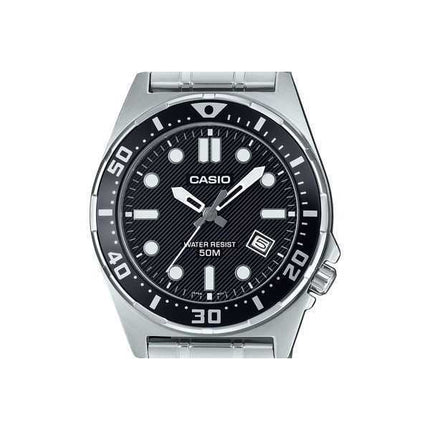 Orologio da uomo Casio Standard Analogico in acciaio inossidabile con quadrante nero al quarzo MTD-135D-1AV