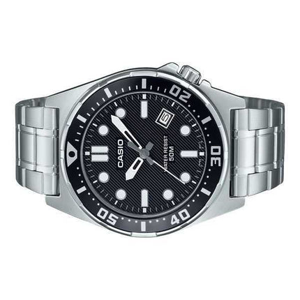 Orologio da uomo Casio Standard Analogico in acciaio inossidabile con quadrante nero al quarzo MTD-135D-1AV