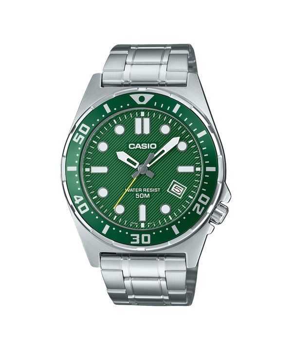 Orologio da uomo Casio Standard Analogico in acciaio inossidabile con quadrante verde al quarzo MTD-135D-3AV