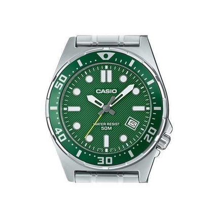 Orologio da uomo Casio Standard Analogico in acciaio inossidabile con quadrante verde al quarzo MTD-135D-3AV