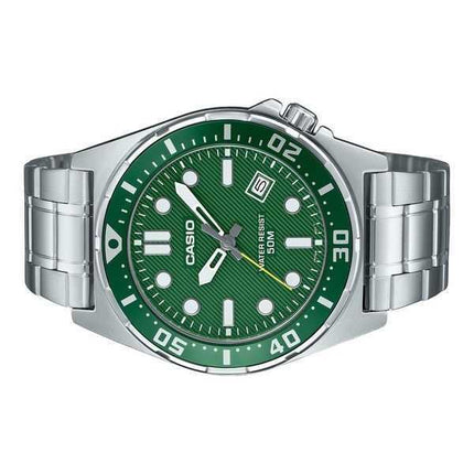 Orologio da uomo Casio Standard Analogico in acciaio inossidabile con quadrante verde al quarzo MTD-135D-3AV