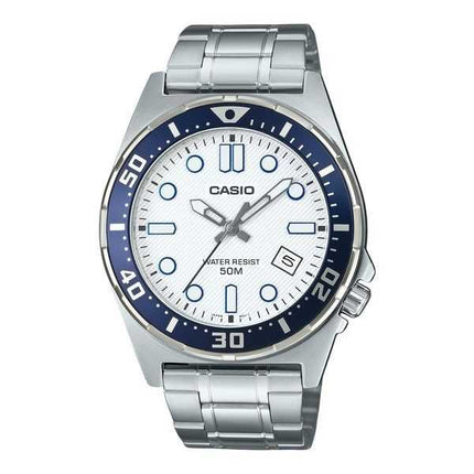 Orologio da uomo Casio Standard Analogico in acciaio inossidabile con quadrante bianco al quarzo MTD-135D-7AV
