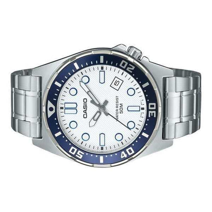 Orologio da uomo Casio Standard Analogico in acciaio inossidabile con quadrante bianco al quarzo MTD-135D-7AV