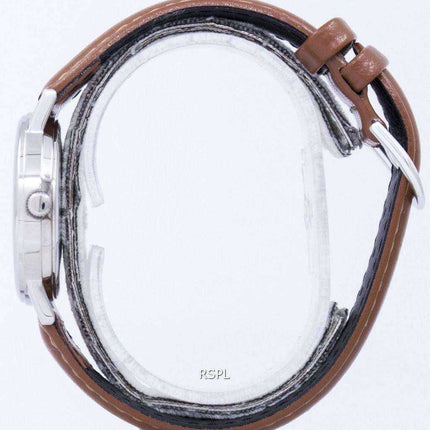 Orologio Casio al quarzo quadrante argentato in pelle marrone MTP-1095E-7BDF MTP1095E-7BDF