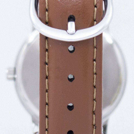 Orologio Casio al quarzo quadrante argentato in pelle marrone MTP-1095E-7BDF MTP1095E-7BDF