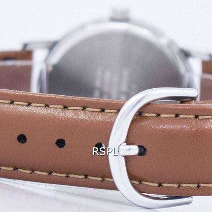 Orologio Casio al quarzo quadrante argentato in pelle marrone MTP-1095E-7BDF MTP1095E-7BDF