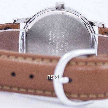 Orologio Casio al quarzo quadrante argentato in pelle marrone MTP-1095E-7BDF MTP1095E-7BDF
