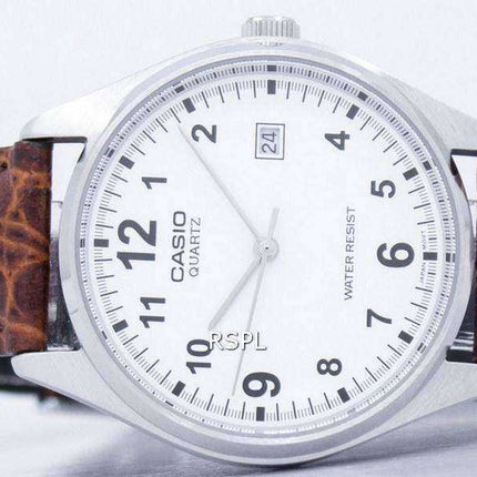 Orologio da uomo Casio quarzo quadrante bianco cinturino in pelle marrone MTP-1175E-7BDF MTP1175E-7BDF orologio da uomo