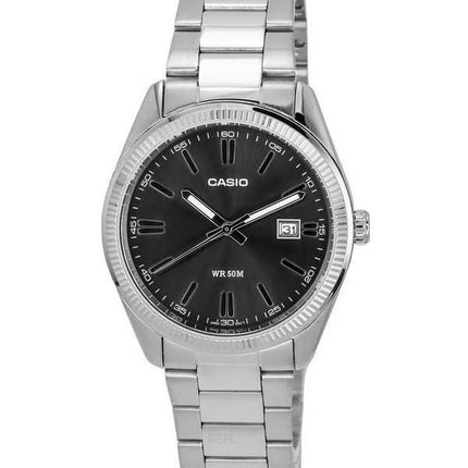 Orologio da uomo Casio analogico standard in acciaio inossidabile quadrante nero al quarzo MTP-1302D-1A1