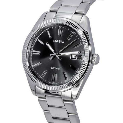 Orologio da uomo Casio analogico standard in acciaio inossidabile quadrante nero al quarzo MTP-1302D-1A1