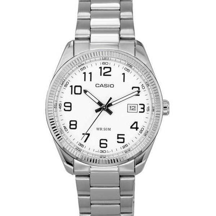 Orologi da uomo Casio analogico standard in acciaio inossidabile quadrante bianco al quarzo MTP-1302D-7B