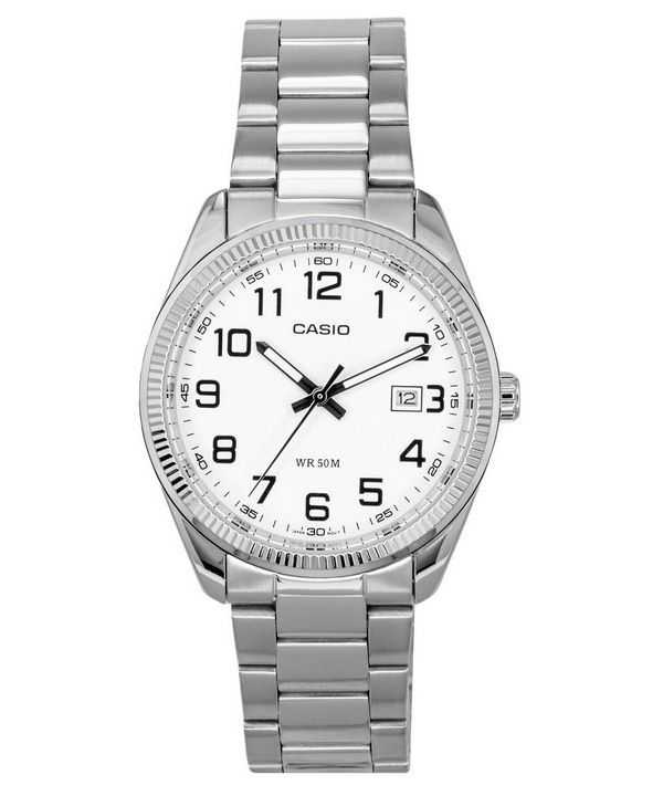Orologi da uomo Casio analogico standard in acciaio inossidabile quadrante bianco al quarzo MTP-1302D-7B