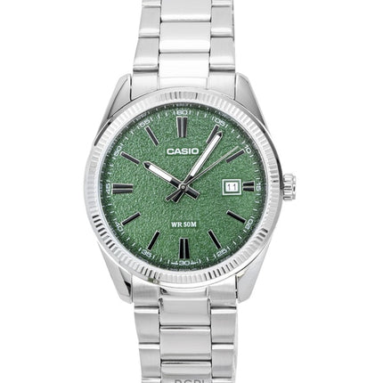 Orologio da uomo Casio Standard Analogico in acciaio inossidabile con quadrante verde al quarzo MTP-1302DA-3AV