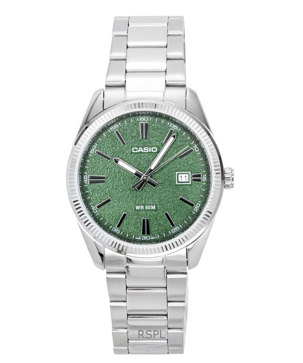 Orologio da uomo Casio Standard Analogico in acciaio inossidabile con quadrante verde al quarzo MTP-1302DA-3AV