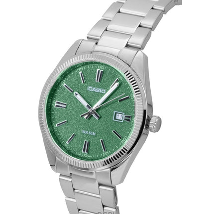 Orologio da uomo Casio Standard Analogico in acciaio inossidabile con quadrante verde al quarzo MTP-1302DA-3AV