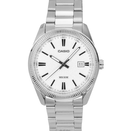 Orologio unisex Casio Standard Analogico in acciaio inossidabile con quadrante bianco al quarzo MTP-1302DA-7AV