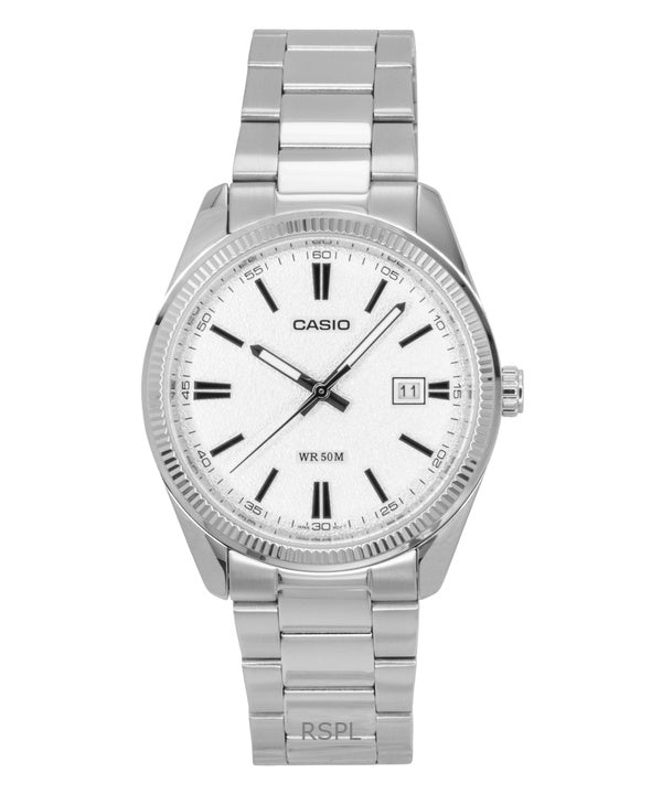 Orologio unisex Casio Standard Analogico in acciaio inossidabile con quadrante bianco al quarzo MTP-1302DA-7AV