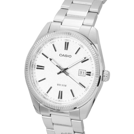 Orologio unisex Casio Standard Analogico in acciaio inossidabile con quadrante bianco al quarzo MTP-1302DA-7AV