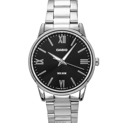 Orologio da uomo Casio analogico in acciaio inossidabile con quadrante nero al quarzo MTP-1303DD-1AV
