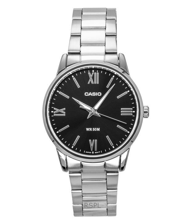 Orologio da uomo Casio analogico in acciaio inossidabile con quadrante nero al quarzo MTP-1303DD-1AV