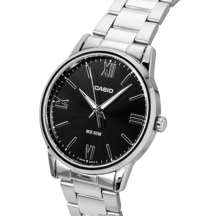Orologio da uomo Casio analogico in acciaio inossidabile con quadrante nero al quarzo MTP-1303DD-1AV